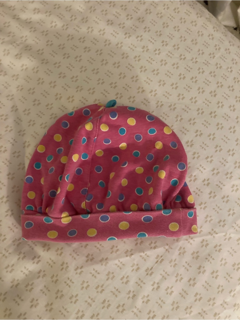 Vintage 1992 Gymboree Pink Polka Dot Hat with Yellow and Blue Dots